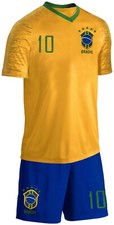 Brasilien Kinder Trikot Set Retro 2 tlg. Fußball WM EM Fan Zweiteiler Gelb Blau