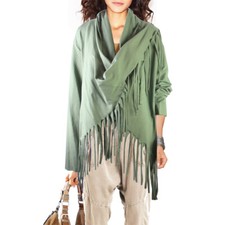 Psy Goa Elfen Hippie Fransen Tunika Sweatjacke Poncho Überwurf Gr.46 48 NEU