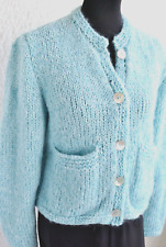 Jacke Weste Handarb. Alpaka türkis grün 40 neu Grobstrick Alpaka Baumwollmischun