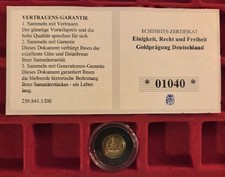 Goldprägung, 11 mm, 0,5g Gold 585, "Quadriga / Nationalhymne"