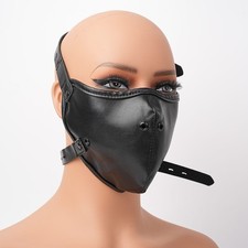 PU-Leder Gesicht aske mit Ball Mundknebel aus Kunststoff Mouth Gag Roleplay DE