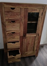 vitrinenschrank holz massiv, wolf möbel, yoga serie, 1,48m x 0,95m x 0,45 m
