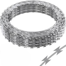 VEVOR Stacheldraht Sperrdraht 3 Rollen x 15 m 0,51 mm Klingen 4mm Kerndrähte