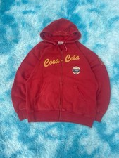 Vintage Coca-Cola Hoodie rot Reißverschluss, gesticktes Logo, Enjoy Patch, Größe M Y2K