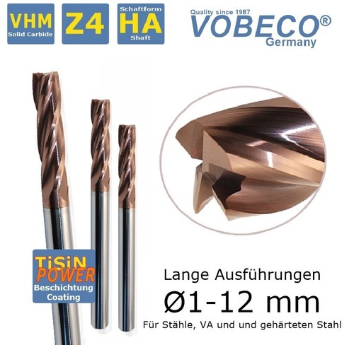 Vobeco vhm schaftfräser 4 - schaftfräser, z=4