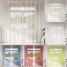 2er Set Vorhang Gardinen Sheer Voile Stores Transparent Kräuselband Vorhänge Neu