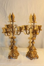 2 antike seltene Französische Kerzenständer Messing/Bronze, feuervergoldet