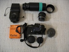 Minolta XD7 mit MD ROKKOR 50mm 1:1.7, 2 Objektiven und Blitz