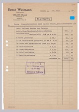Rechnung Ernst Weimann Uelzen (Hann.) 1950 Zimmermeister Aufbau Baracke