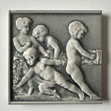 Jugendstil Fliese Kachel alt antik  selten Art Nouveau tegel tile tuile Engel