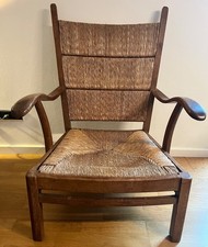 Antiker Sessel 40er Jahre:  High back Bas Van Pelt armchair in oak and wicker