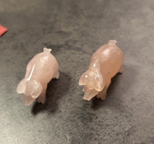 Rosenquarz schwein figur - 2x,