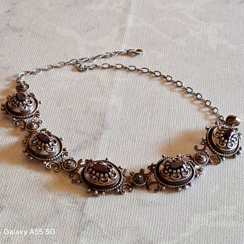 Jugendstil 835 silber - silber, granat