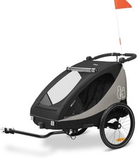Hauck Dryk Duo Plus, schwarz - 2in1 Kinderfahrradanhänger & Kinderwagen mit Federung