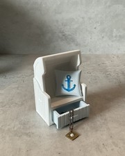 Deko Aufsteller Strandkorb Mit Schublade Aufbewahrung Maritim Unikat *10