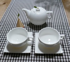 Teeset mit Kanne Teapots Set für zwei weiß Tea Forte neuwertig