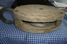 Schiffsblock Groß 2,635 Kg Flaschenzug Holzblock Talje Holz Umlenkrolle Antik 