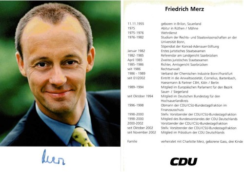 Friedrich merz autogramm - friedrich,