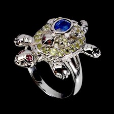925 Sterlingsilber Ring Oval Kyanit 6x4mm Peridot Edelstein Schmuck Turtle Größe