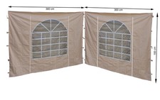 QUICK STAR 2 Seitenteile mit PVC Fenster 300x195cm für Pavillon 3x3m Sand