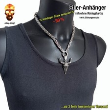 1 Stierkopf Anhänger mit / ohne Königskette Herren Stierschädel Biker Skull Ring
