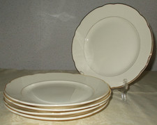 5 Speiseteller Villeroy &Boch Mettlach France Saar Economic Union Creme Goldrand