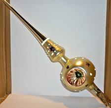 DDR große alte Weihnachtsbaum Spitze Christbaum Spitze Reflex gold bunt 32cm