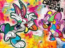 POP ART Leinwand 120x90cm Bild Kunst - Bugs & Jerry Malerei Street Art Urban