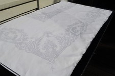 Museales historisches Tafeltuch Leinendamast mit Landschaftsidyllen 300 x 165 cm