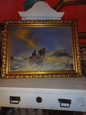 Ölbild , Pferd mit Schlitten