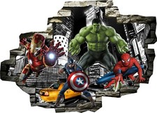 Marvel Avengers Super Heros Hulk 3D zertrümmerte Wandansicht Aufkleber Poster Vinyl Z635