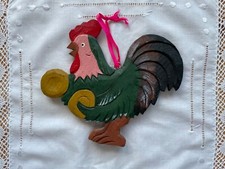 Bunter musikalischer Hahn mit Zimbeln - bemalter Holz-Anhänger ca. 14x16 cm
