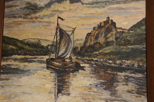 Gerahmtes ölgemälde burg - gerahmtes,