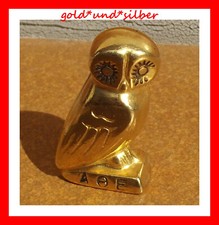 AΘE Kunsthandwerk AOE Deko EULE Uhu KAUZ Figur MESSING Athen ca. 20 g VINTAGE