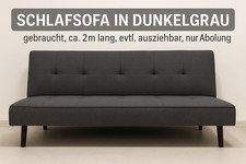 Schlafsofa in Dunkelgrau – gebraucht, ca. 2m lang, evtl. ausziehbar, Abholung