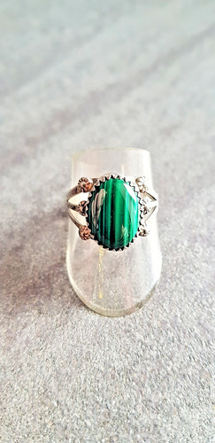 Silberring 1 malachit - -, malachit-