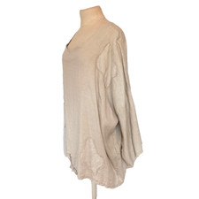 Leinen Bluse Lagenlook Beige