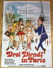 DREI DIRNDL IN PARIS Erotik Filmplakat EIFELTURM Peter Steiner Eleanora Melzer