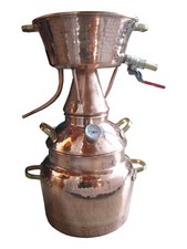Alquitara aus Kupfer 10 Liter mit Thermometer - Modell mit 3 Sieben - Destille 