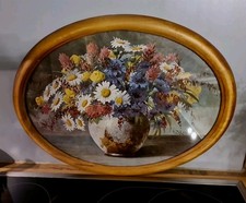 Alter Fotorahmen Bilderrahmen Holz Holzbilderrahmen massiv oval Kunstdruck 45x34