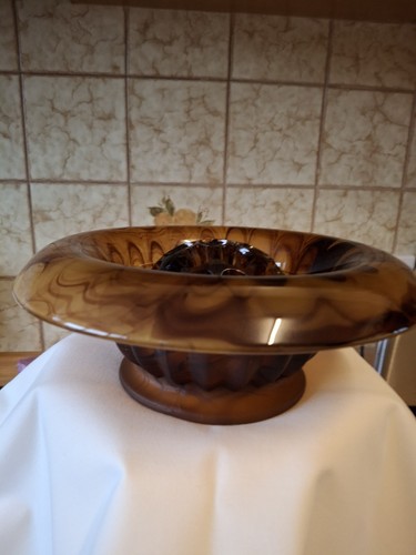 Vintage braunglas rosenschale - braunglas,