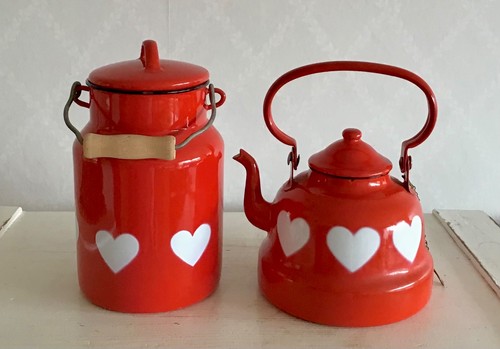 Vintage emaille milchkanne und - vintage,