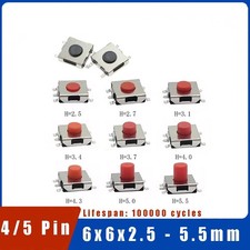 SMD Druck Schalter Knopf Mikro Taster Micro Mini 4/5 polig 6 x 6 x 2.5 - 5.5mm