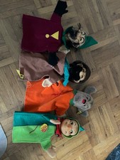 Steiff Handpuppen aus den 1970ger Jahren ( Kasperle, Hund, Zauberer und Räuber )