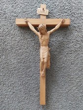 KREUZ mit Jesus  / INRI /Naturholz geschnitzt / zum Aufhängen