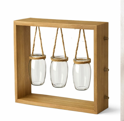 Hängevase glas holzrahmen - hängevase,