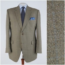 Herren Karo Blazer 48R UK Größe PAOLO NEGRATO Hellbraun Wolle Sport Mantel Jacke