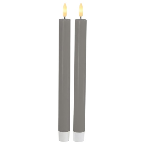 Led stabkerzen grau 2er set - led,