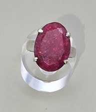 Rubin Ring Oval facettiert 925 Silber Handarbeit Indien RG 56,6 Cocktailring