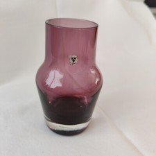 Vase Gral-Glas, Konrad Habermeier, violett/klarglas, Mid-Century